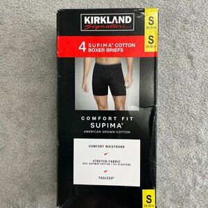 NEW Kirkland Signature 4 Pack Men's Size S Supima Cotton Boxer Briefs Black